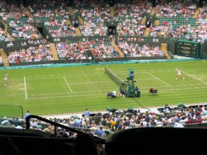 Wozniacki på Wimbledons Court 1